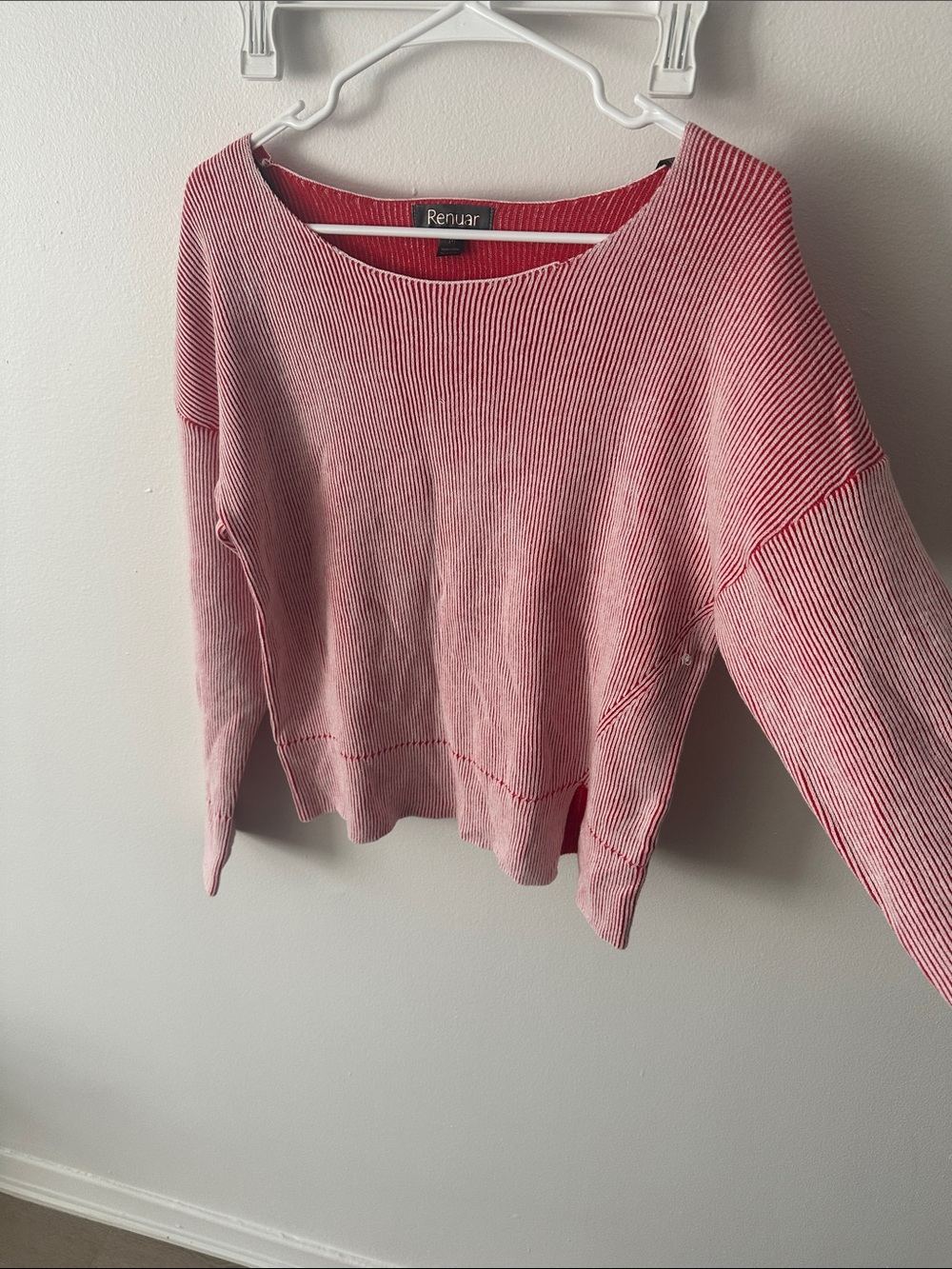 Renuar Light Pink Ribbed Scoop Neck Sweater